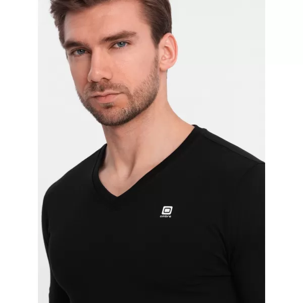  Pánske tričko s dlhým rukávom OMBRE om-lscl-0110 čierna 