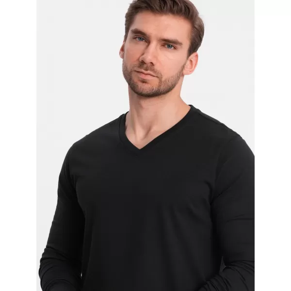  Pánske tričko s dlhým rukávom OMBRE om-lsbl-0108 čierna 