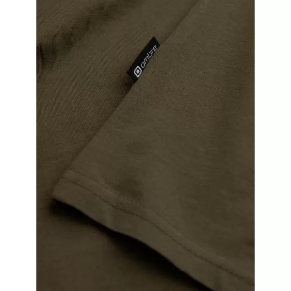  Pánske tričko s dlhým rukávom OMBRE om-lsbl-0106 Dark Olive 