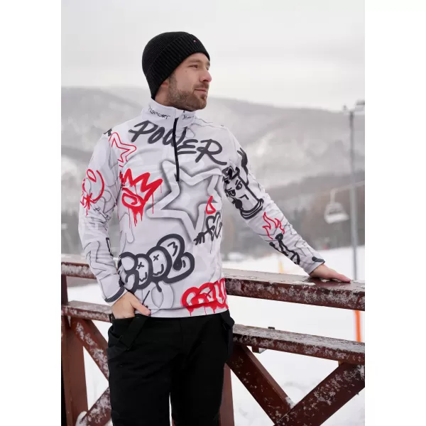 Pánska prémiová funkčná termo mikina ALTISPORT VOJ/ALM054TER03 ŠEDO-ČERVENÁ 