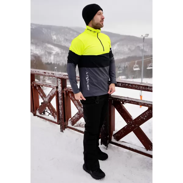  Funkčná termoshrtská mikina Premium ALTISPORT VOJ/ALM051ter03 Neón žltá/šedá 