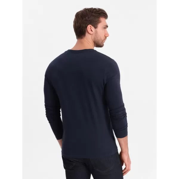  Pánske tričko s dlhým rukávom OMBRE OM-LSCL-0110 NAVY MODRÉ 