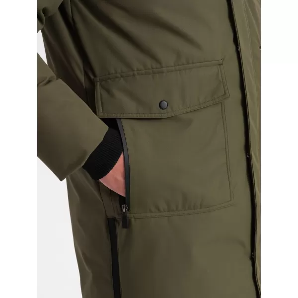  Pánska zimná bunda OMBRE om-jalj-0148 Dark Olive GREEN 