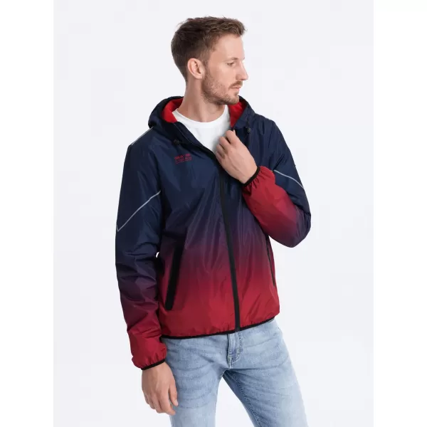  Pánska bunda OMBRE om-janp-0105 Navy modrá a červená 