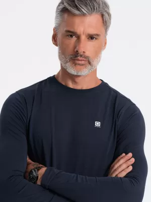 Pánske tričko s dlhým rukávom OMBRE OM-LSCL-0102 NAVYBLE BLUE