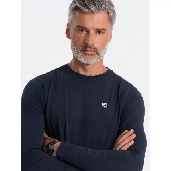  Pánske tričko s dlhým rukávom OMBRE OM-LSCL-0102 NAVYBLE BLUE 