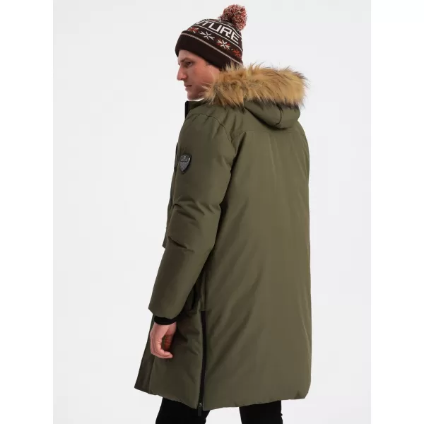  Pánska zimná bunda OMBRE om-jalj-0148 Dark Olive GREEN 