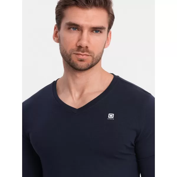  Pánske tričko s dlhým rukávom OMBRE OM-LSCL-0110 NAVY MODRÉ 