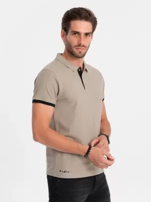 Pánske tričko OMBRE om-poss-0113 tmavá béža
