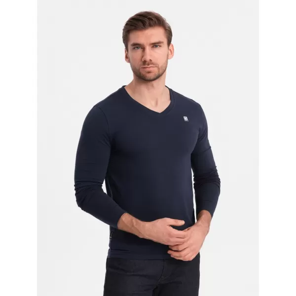  Pánske tričko s dlhým rukávom OMBRE OM-LSCL-0110 NAVY MODRÉ 