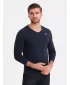 Pánske tričko s dlhým rukávom OMBRE OM-LSCL-0110 NAVY MODRÉ