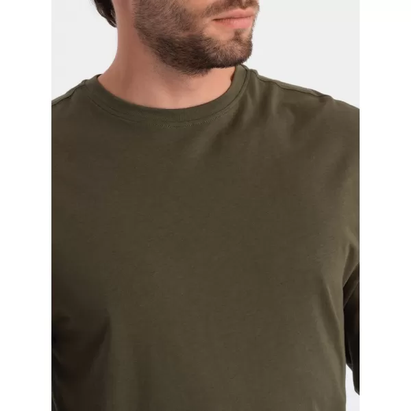  Pánske tričko s dlhým rukávom OMBRE om-lsbl-0106 Dark Olive 