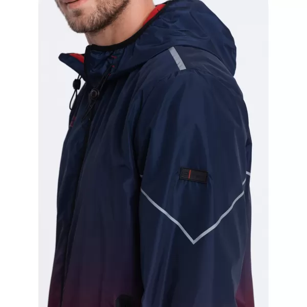  Pánska bunda OMBRE om-janp-0105 Navy modrá a červená 