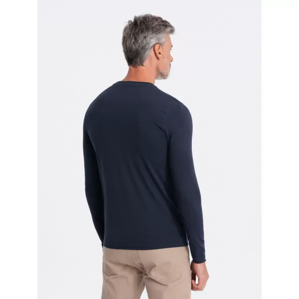  Pánske tričko s dlhým rukávom OMBRE OM-LSCL-0102 NAVYBLE BLUE 