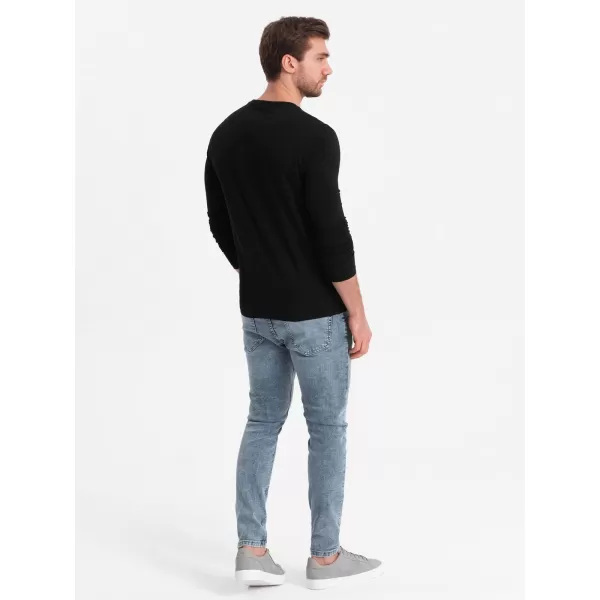  Pánske tričko s dlhým rukávom OMBRE om-lscl-0102 čierna 