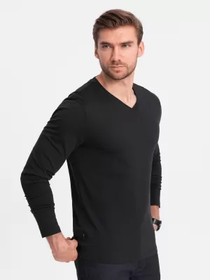 Pánske tričko s dlhým rukávom OMBRE om-lsbl-0108 čierna
