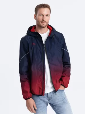Pánska bunda OMBRE om-janp-0105 Navy modrá a červená