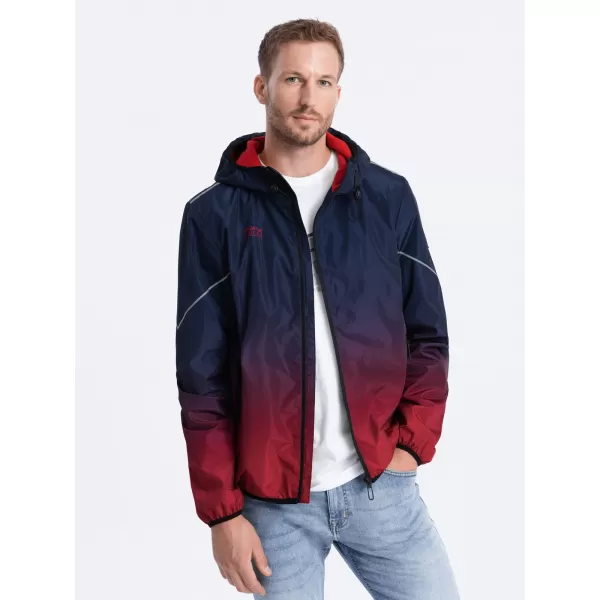  Pánska bunda OMBRE om-janp-0105 Navy modrá a červená 