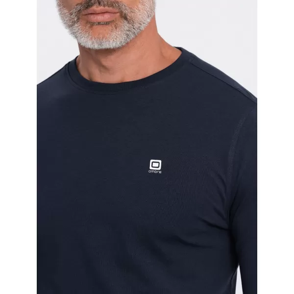 Pánske tričko s dlhým rukávom OMBRE OM-LSCL-0102 NAVYBLE BLUE 