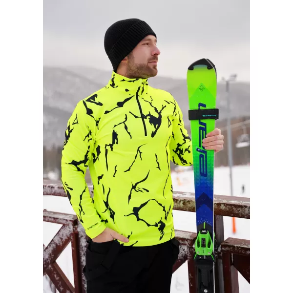  Pánska prémiová funkčná termo mikina ALTISPORT VOJ/ALM052TER03 NEÓNOVÁ ZELENÁ 