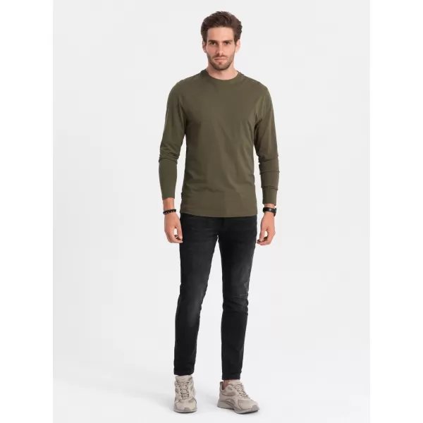  Pánske tričko s dlhým rukávom OMBRE om-lsbl-0106 Dark Olive 