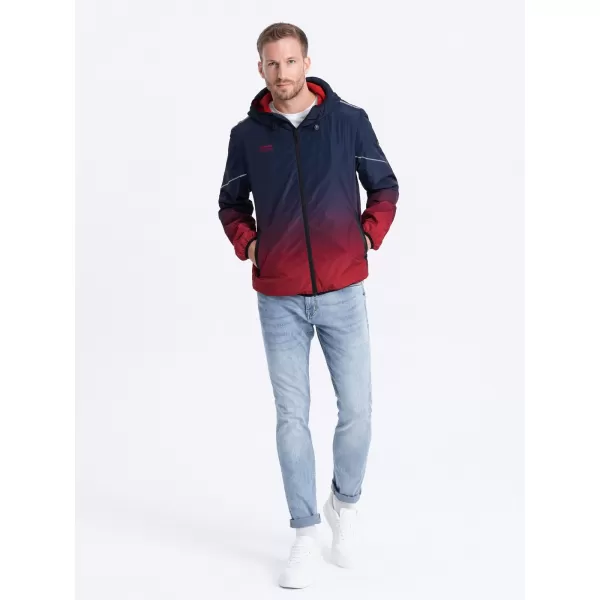  Pánska bunda OMBRE om-janp-0105 Navy modrá a červená 
