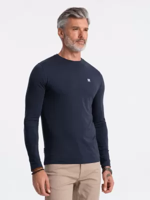 Pánske tričko s dlhým rukávom OMBRE OM-LSCL-0102 NAVYBLE BLUE