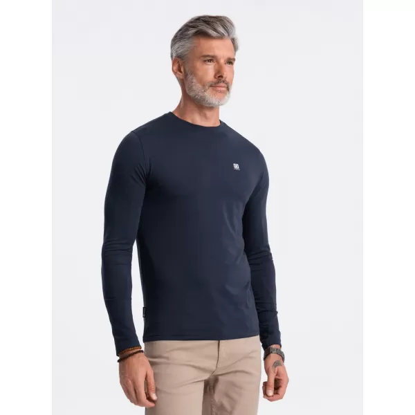  Pánske tričko s dlhým rukávom OMBRE OM-LSCL-0102 NAVYBLE BLUE 