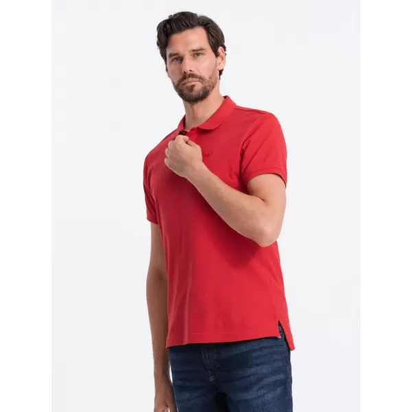  Pánske T -shirt s OMBRE S1374 Červený golier 