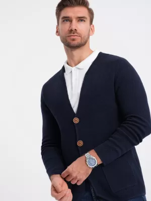 Pánsky sveter OMBRE om-swcd-0109 Navy modrá
