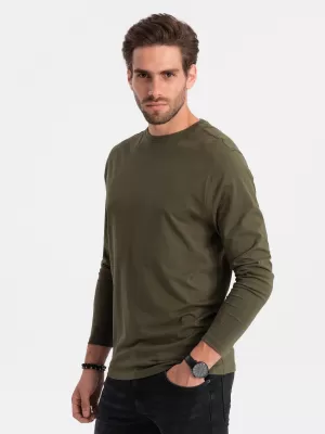 Pánske tričko s dlhým rukávom OMBRE om-lsbl-0106 Dark Olive