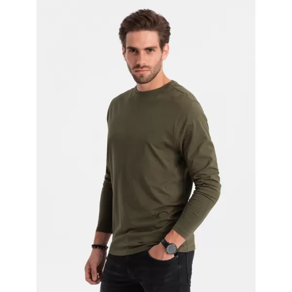  Pánske tričko s dlhým rukávom OMBRE om-lsbl-0106 Dark Olive 