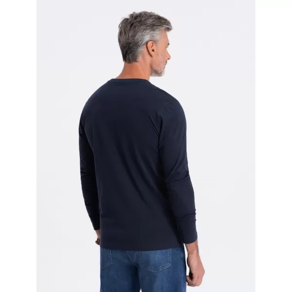  Pánske tričko s dlhým rukávom OMBRE om-lsbl-0106 NAVY MODRÉ 