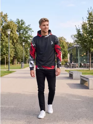 Pánska funkčná mikina premium ALTISPORT VOJ/ALM039MI01 ČIERNOČERVENÁ
