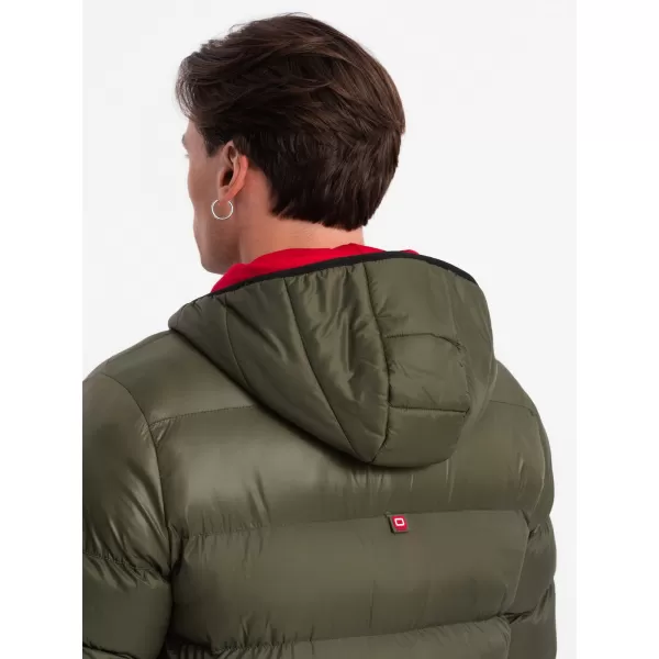  Pánska zimná bunda OMBRE om-jahp-0145 Dark Olive GREEN 
