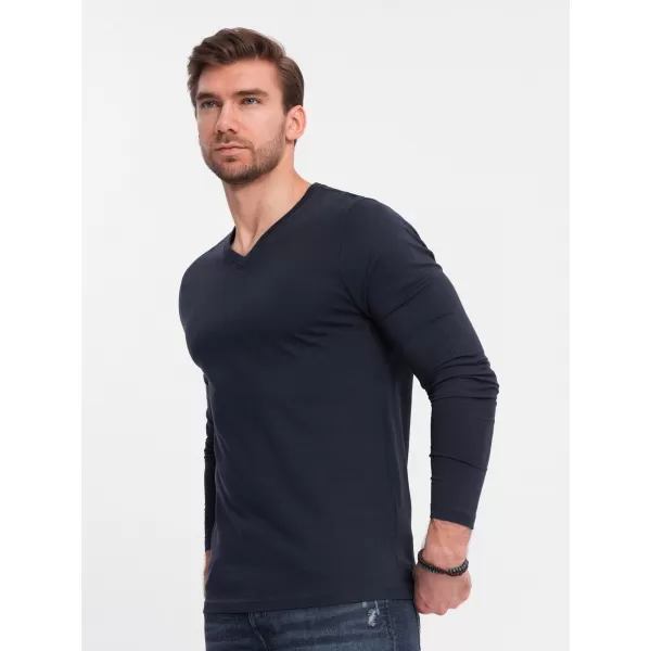  Pánske tričko s dlhým rukávom OMBRE om-lsbl-0108 Navy modrá 