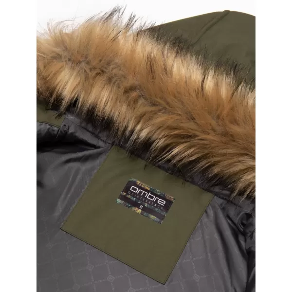 Pánska zimná bunda OMBRE om-jalj-0148 Dark Olive GREEN 