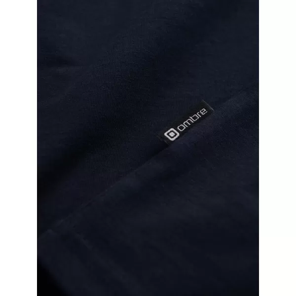  Pánske tričko s dlhým rukávom OMBRE OM-LSCL-0110 NAVY MODRÉ 