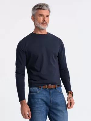 Pánske tričko s dlhým rukávom OMBRE om-lsbl-0106 NAVY MODRÉ