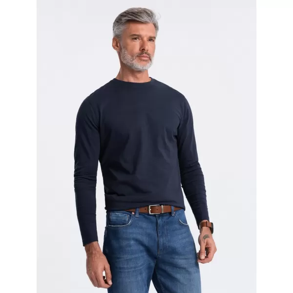  Pánske tričko s dlhým rukávom OMBRE om-lsbl-0106 NAVY MODRÉ 