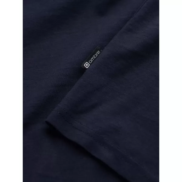  Pánske tričko s dlhým rukávom OMBRE om-lsbl-0106 NAVY MODRÉ 