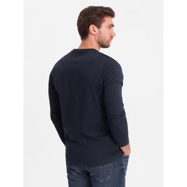  Pánske tričko s dlhým rukávom OMBRE om-lsbl-0108 Navy modrá 
