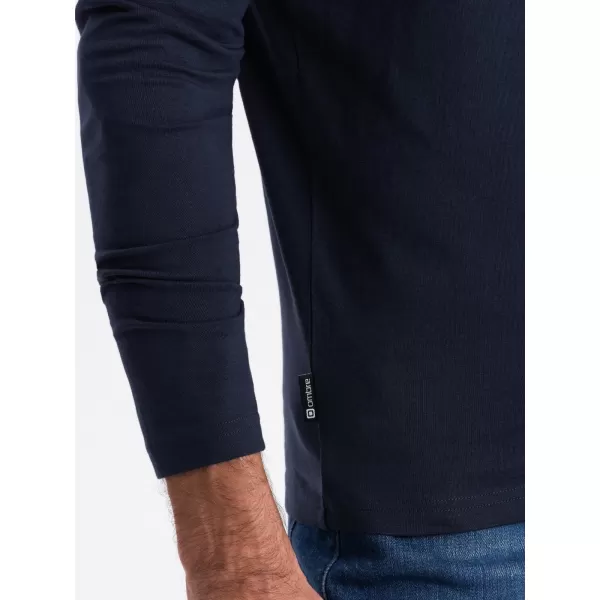  Pánske tričko s dlhým rukávom OMBRE om-lsbl-0106 NAVY MODRÉ 