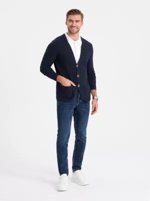 Pánsky sveter OMBRE om-swcd-0109 Navy modrá