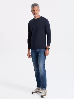 Pánske tričko s dlhým rukávom OMBRE om-lsbl-0106 NAVY MODRÉ