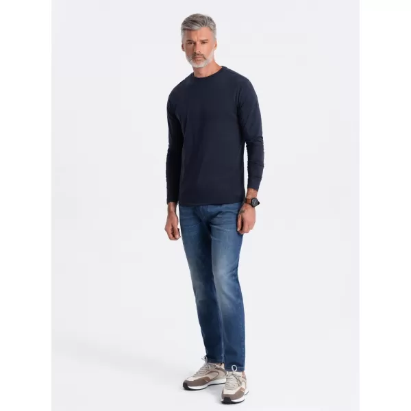  Pánske tričko s dlhým rukávom OMBRE om-lsbl-0106 NAVY MODRÉ 
