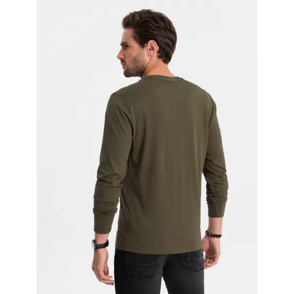  Pánske tričko s dlhým rukávom OMBRE om-lsbl-0106 Dark Olive 