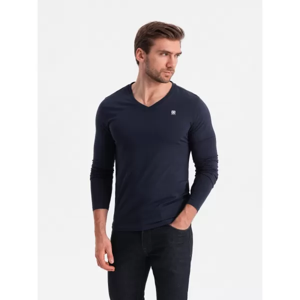  Pánske tričko s dlhým rukávom OMBRE OM-LSCL-0110 NAVY MODRÉ 