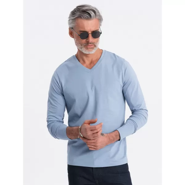  Pánske tričko s dlhým rukávom OMBRE om-lsbl-0108 modrý denim 