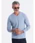 Pánske tričko s dlhým rukávom OMBRE om-lsbl-0108 modrý denim
